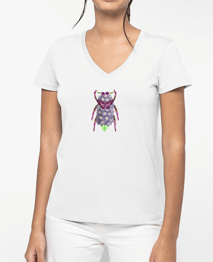 T-shirt femme col V Coléoptère par Les Caprices de Filles