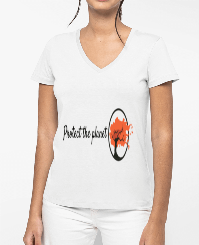T-shirt femme col V survie par Guiflopat