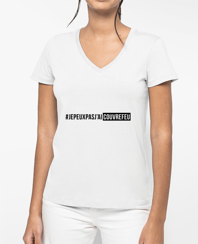T-shirt écoresponsable col V femme couvre-feu por MotorWave's