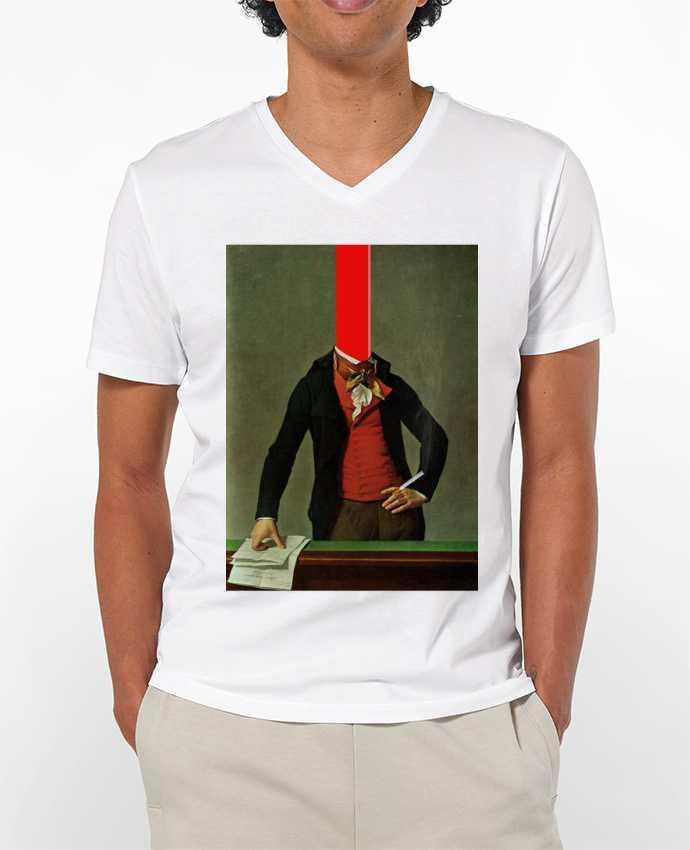 T-shirt homme The red stripe in the head and the cigarette in the hand par Marko Köppe