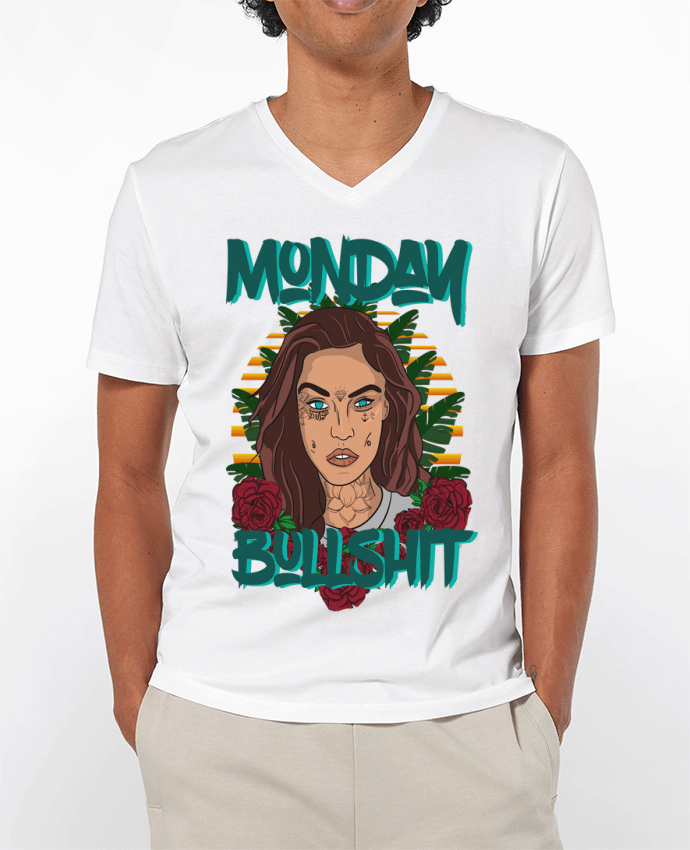 Camiseta Hombre Cuello en V 180g Monday bullshit por 