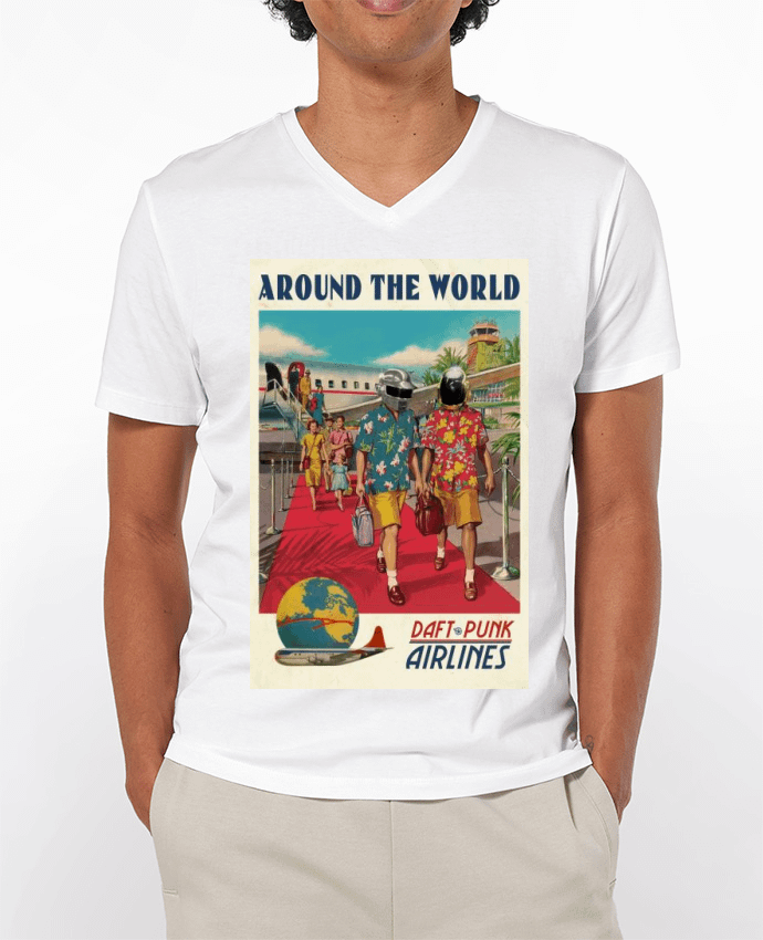 Camiseta Hombre Cuello en V 180g Arount the World por 