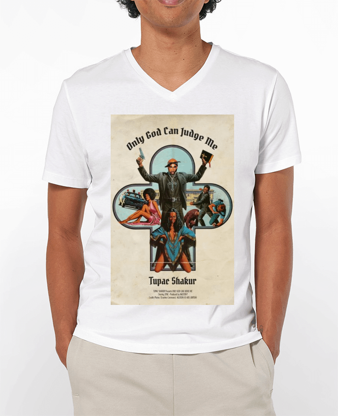 Camiseta Hombre Cuello en V 180g 2Pac por 