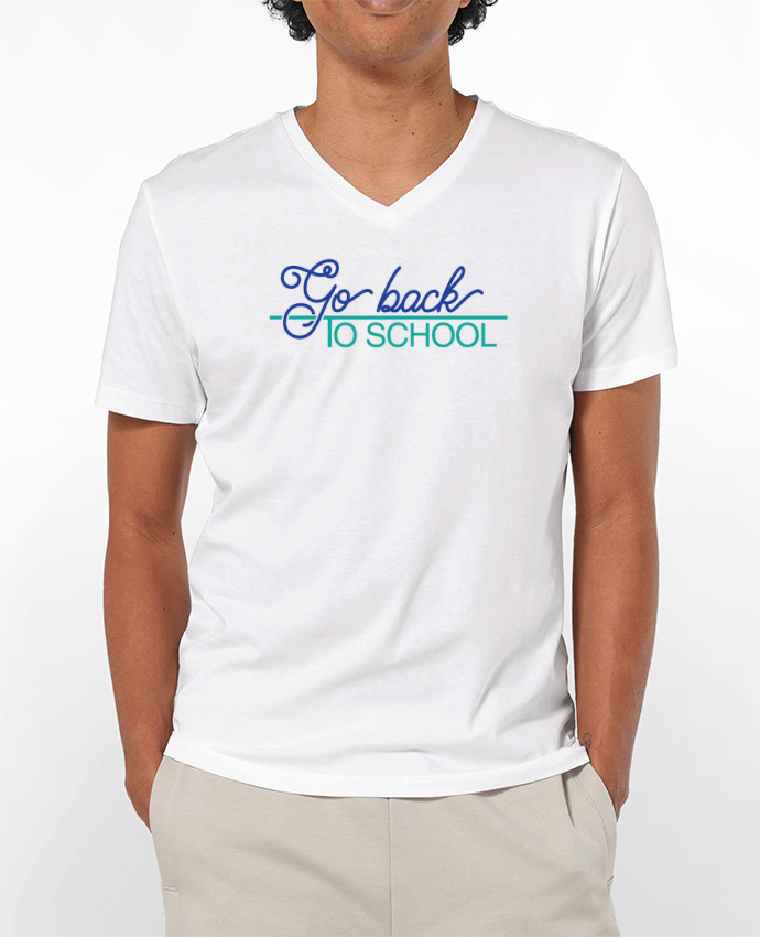 Camiseta Hombre Cuello en V 180g Go back to school por tunetoo