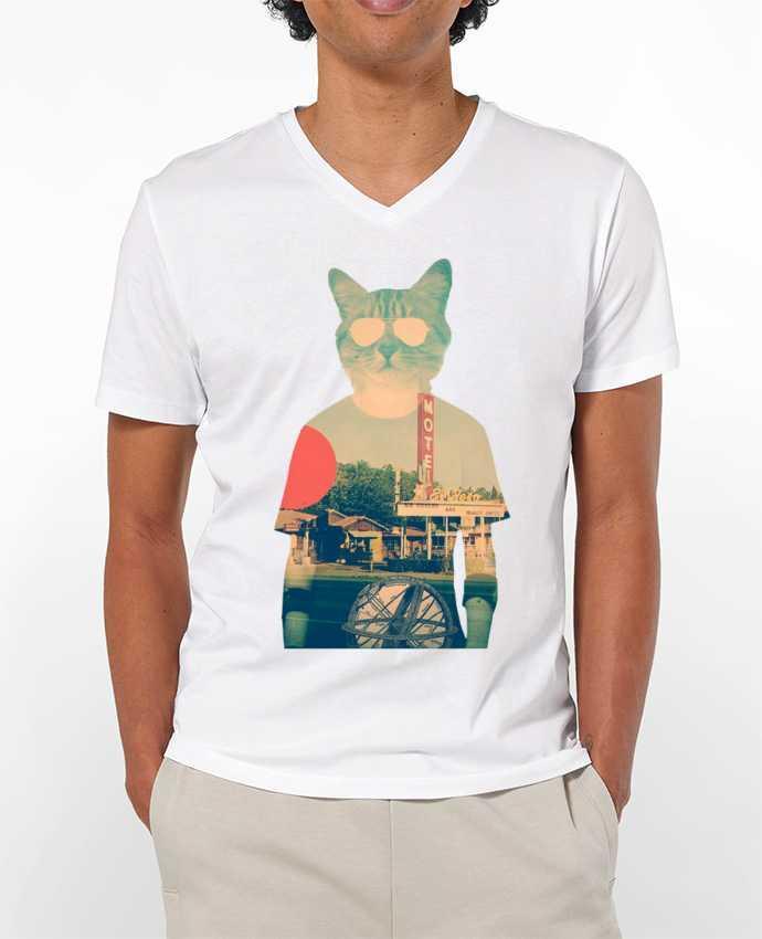 T-Shirt V-Neck Men 180g Cool cat by ali_gulec