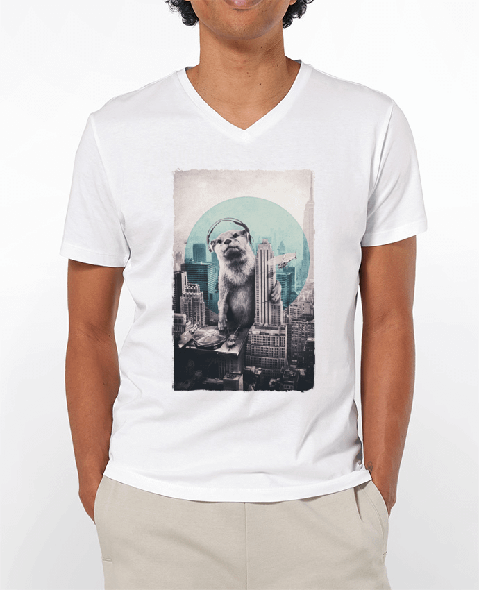 Camiseta Hombre Cuello en V 180g Dj por ali_gulec