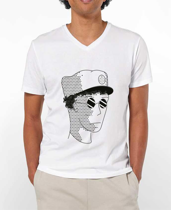 Camiseta Hombre Cuello en V 180g Marin por Blf