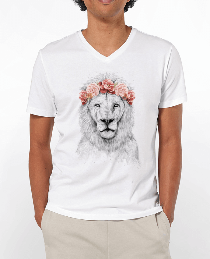 Camiseta Hombre Cuello en V 180g Festival Lion por Balàzs Solti