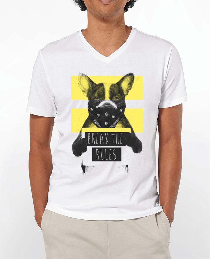 T-Shirt V-Neck Men 180g rebel_dog_yellow by Balàzs Solti
