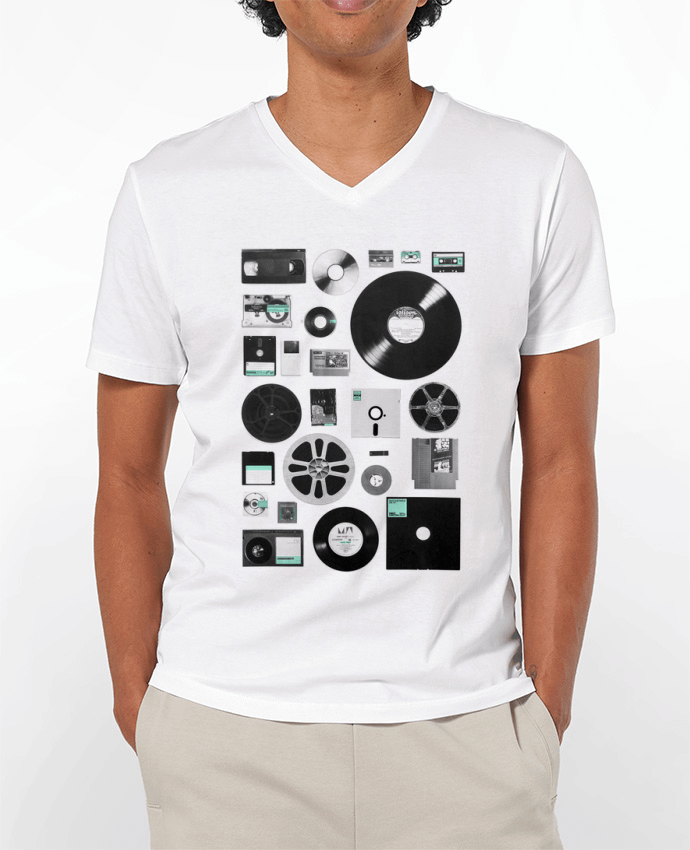 Camiseta Hombre Cuello en V 180g Data por Florent Bodart