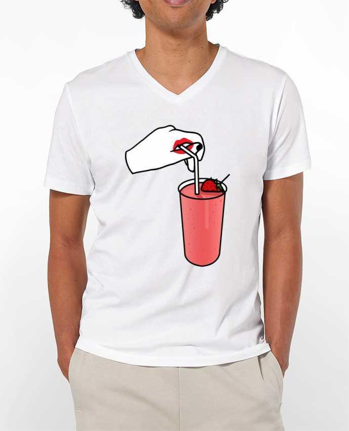 T-Shirt V-Neck Men 180g Milk shake by tattooanshort