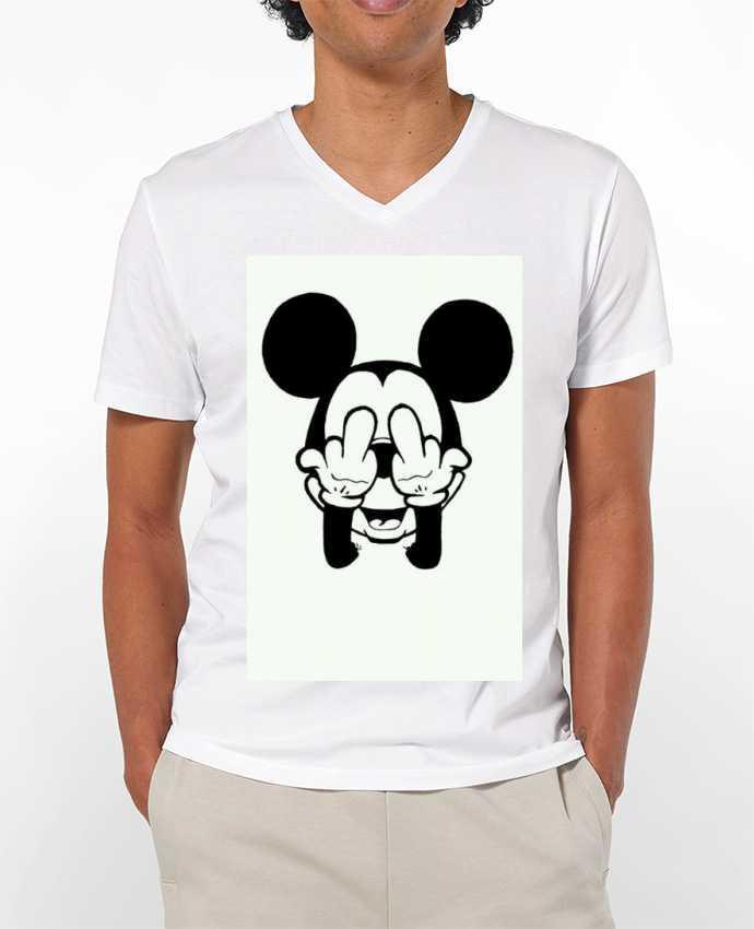 Camiseta Hombre Cuello en V 180g Vetement mickey doigt d'honneur por Designer_TUNETOO