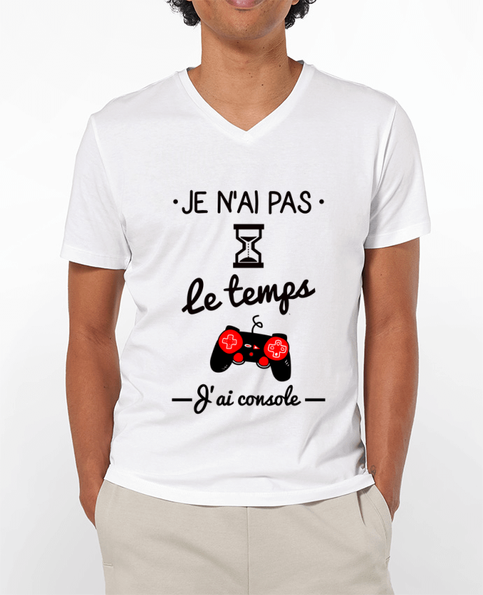Camiseta Hombre Cuello en V 180g Pas le temps, j'ai console, tee shirt geek,gamer por Benichan