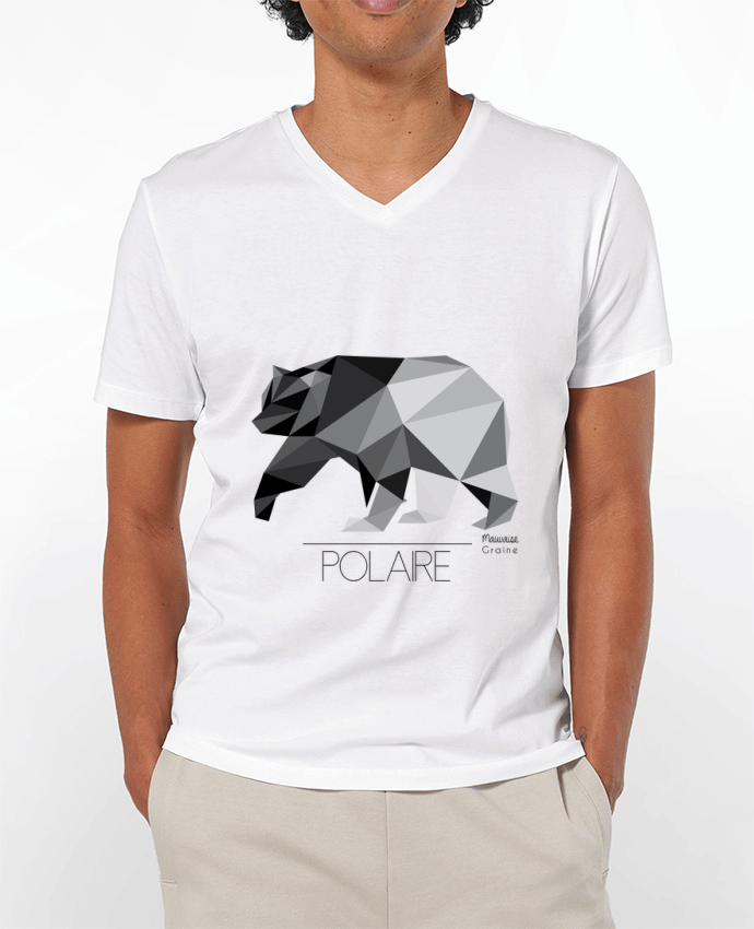 T-shirt homme Ours polaire origami par Mauvaise Graine