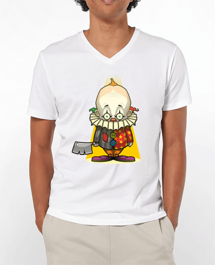 Camiseta Hombre Cuello en V 180g Choppy Clown por SirCostas