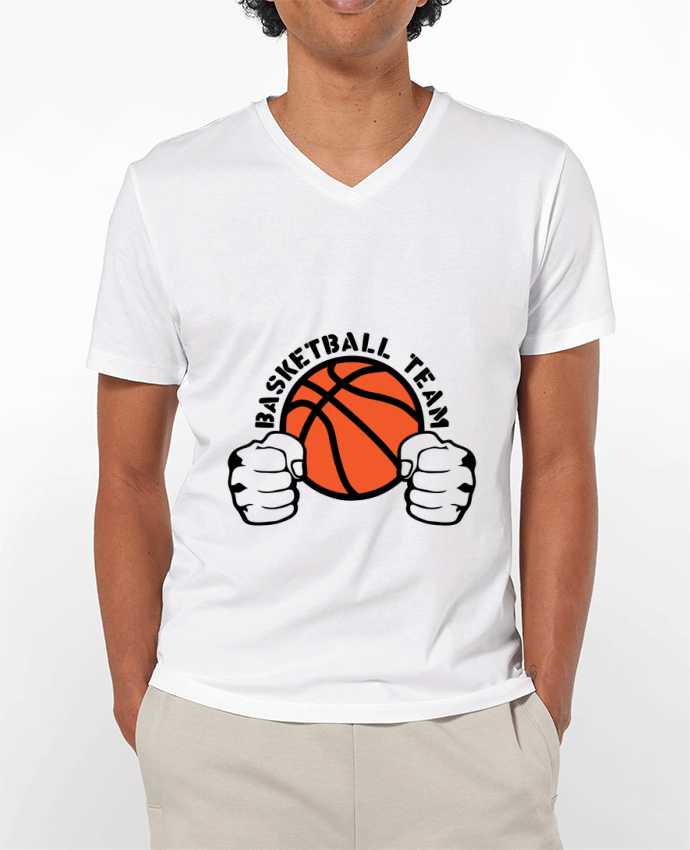 Camiseta Hombre Cuello en V 180g basketball team poing ferme logo equipe por Achille