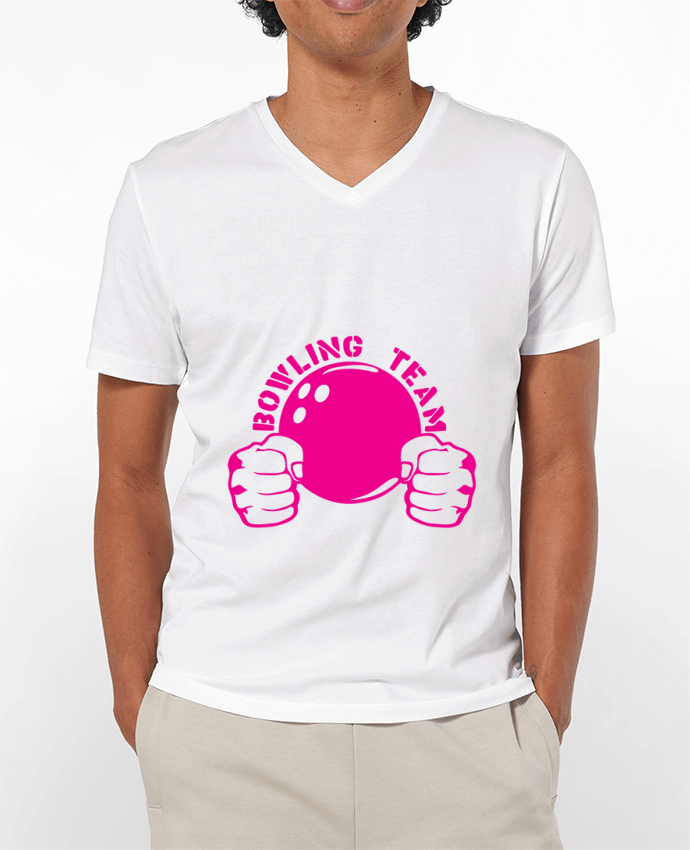 Camiseta Hombre Cuello en V 180g bowling team poing fermer logo club por Achille