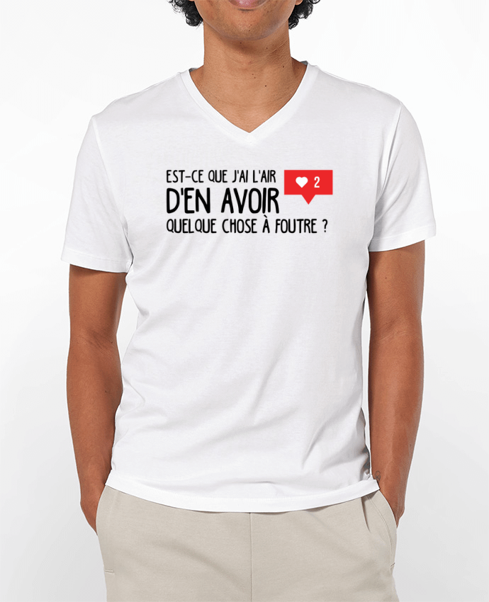Camiseta Hombre Cuello en V 180g Est ce que j'ai l'air d'en avoir quelque chose à foutre ? por tunetoo