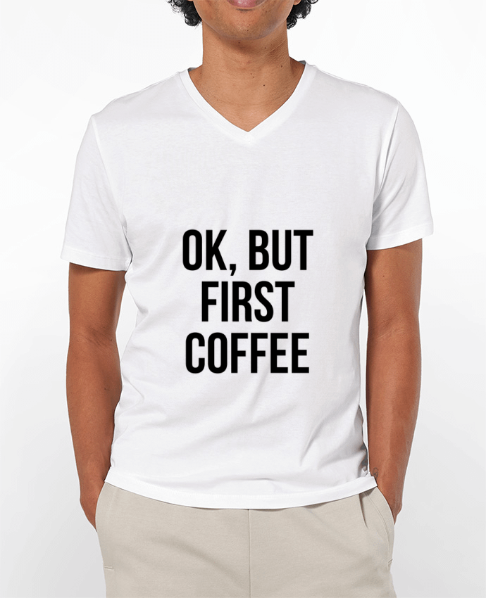 T-shirt homme Ok, but first coffee par Bichette