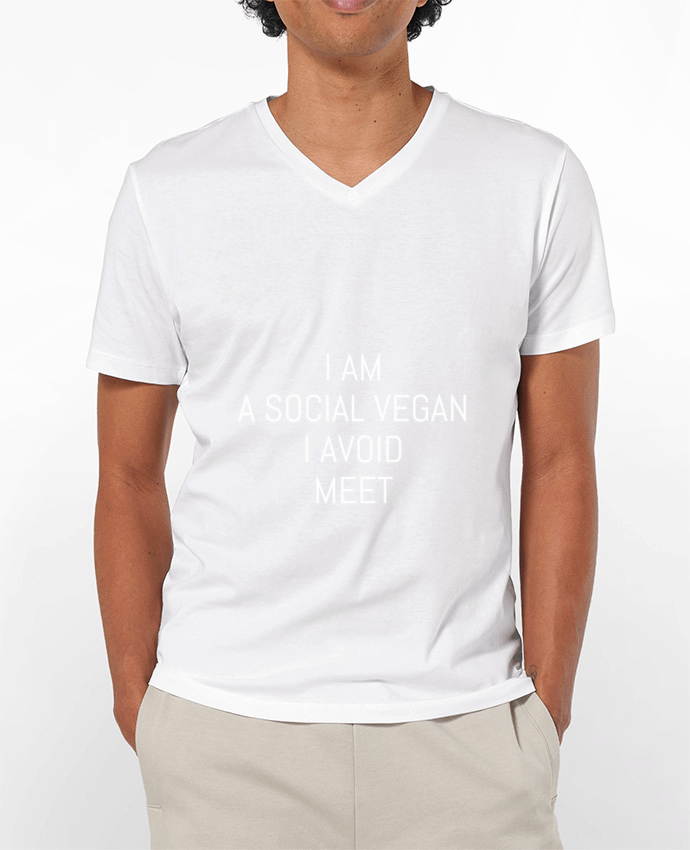 T-shirt homme I am a social vegan I avoid meet par Bichette