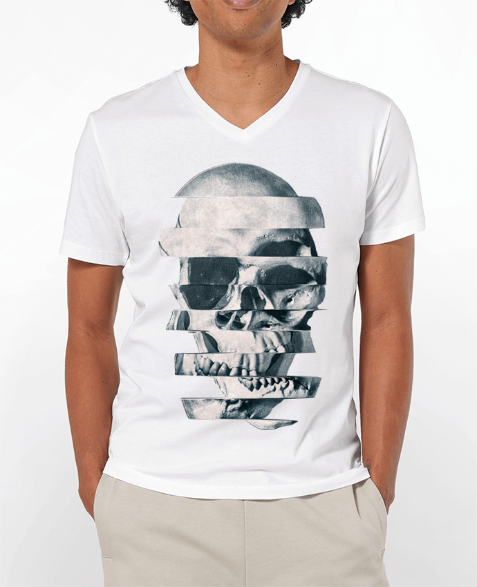 T-shirt homme Glitch Skull Mono par ali_gulec