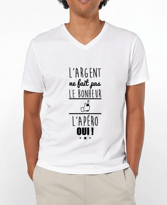 T-Shirt V-Neck Men 180g L'argent ne fait pas le bonheur l'apéro oui ! by Benichan