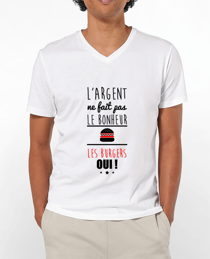 T-shirt homme L'argent ne fait pas le bonheur les burgers oui ! par Benichan