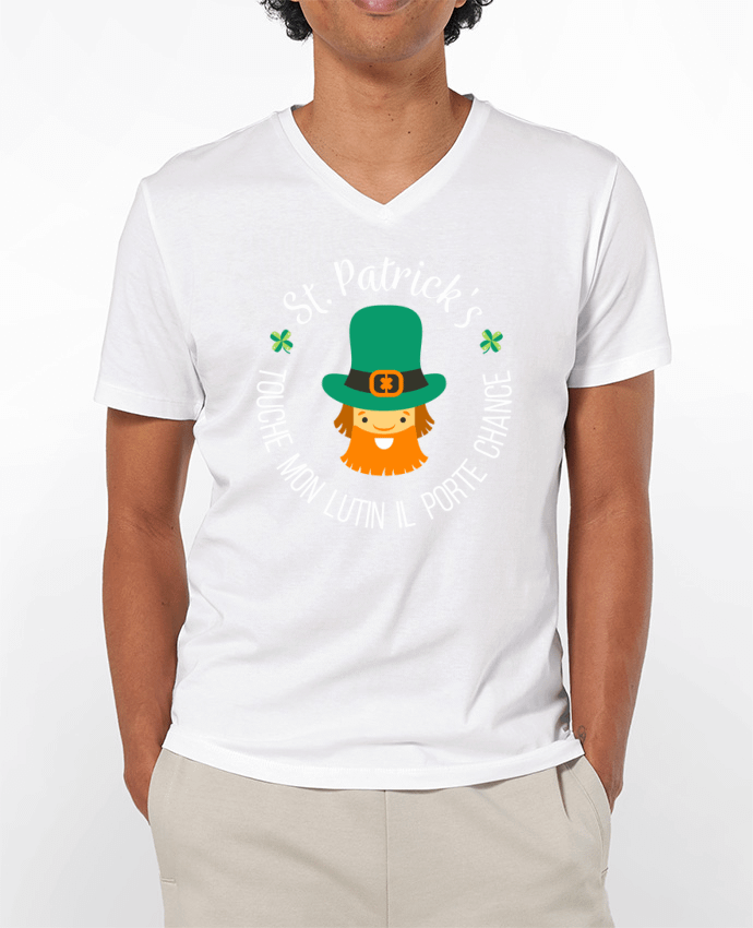 T-shirt homme Saint Patrick, Touche mon lutin il porte chance par tunetoo