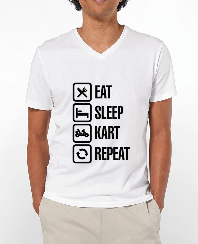T-Shirt V-Neck Men 180g Eat, sleep, kart, repeat by LaundryFactory