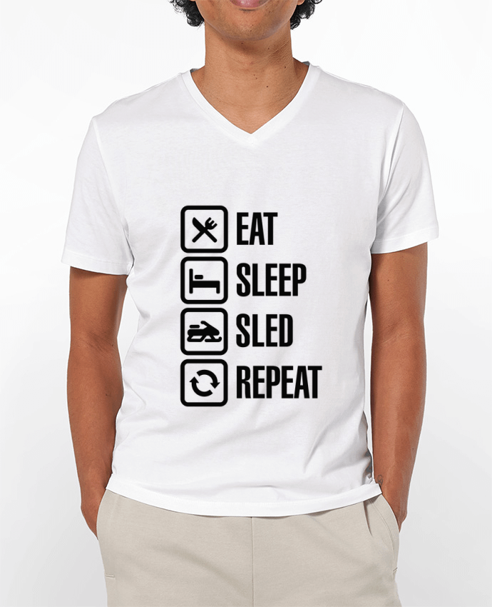 T-Shirt V-Neck Men 180g Eat, sleep, sled, repeat by LaundryFactory