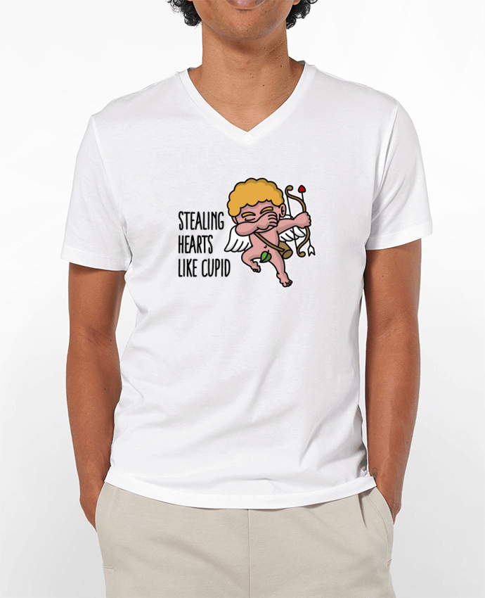 T-Shirt V-Neck Men 180g Stealing hearts like cupid by LaundryFactory