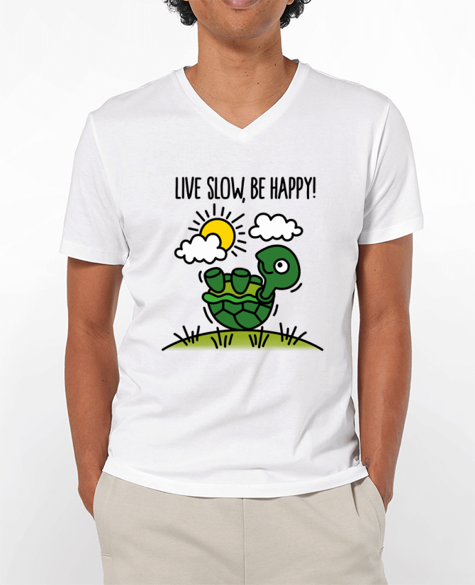 T-shirt homme LIVE SLOW BE HAPPY par LaundryFactory