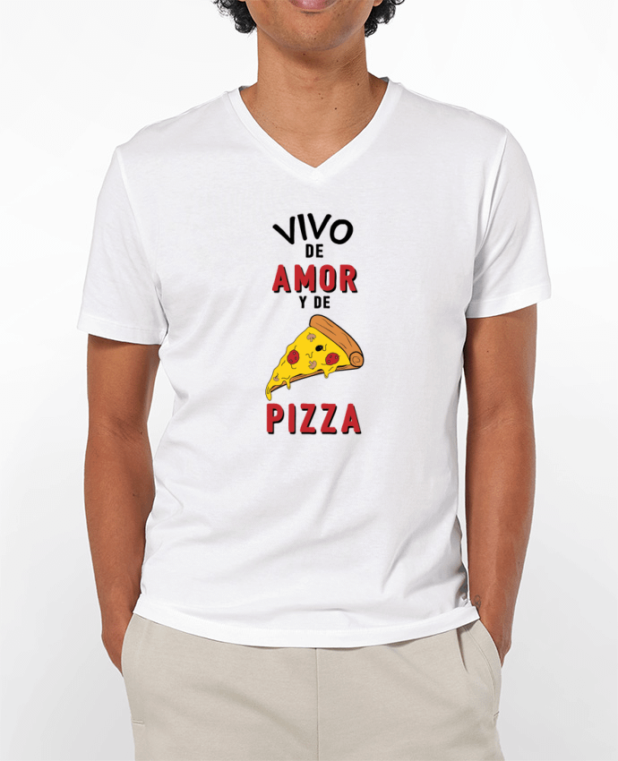 T-shirt homme Vivo de amor y de pizza par tunetoo
