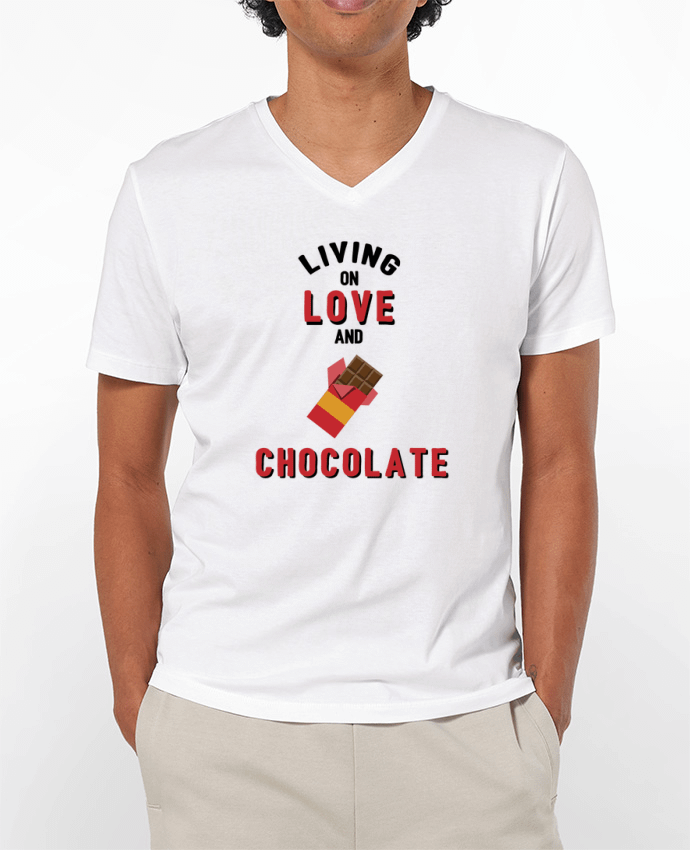 T-shirt homme Living on love and chocolate par tunetoo