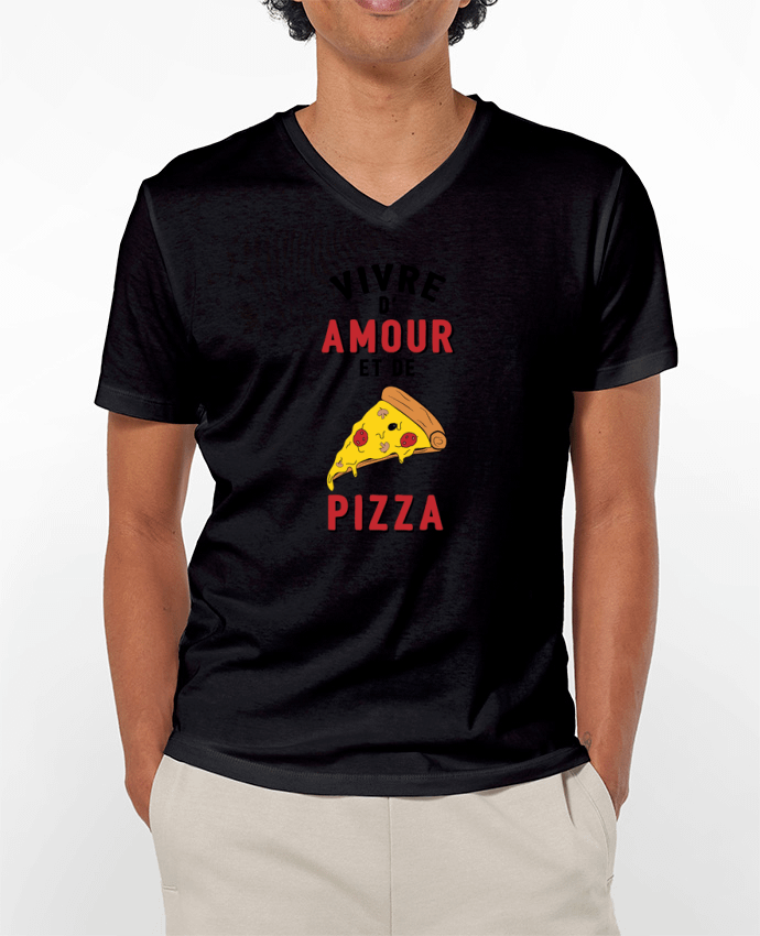 T-shirt homme Vivre d'amour et de pizza par tunetoo