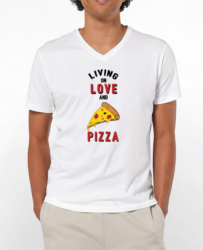 T-shirt homme Living on love and pizza par tunetoo
