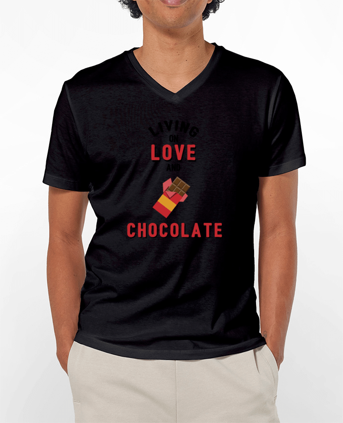 T-shirt homme Living on love and chocolate par tunetoo