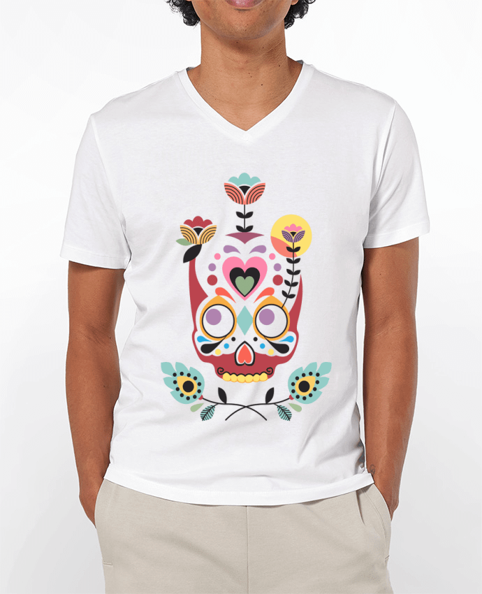 T-shirt homme Calavera fleurie par Tête Au Carré