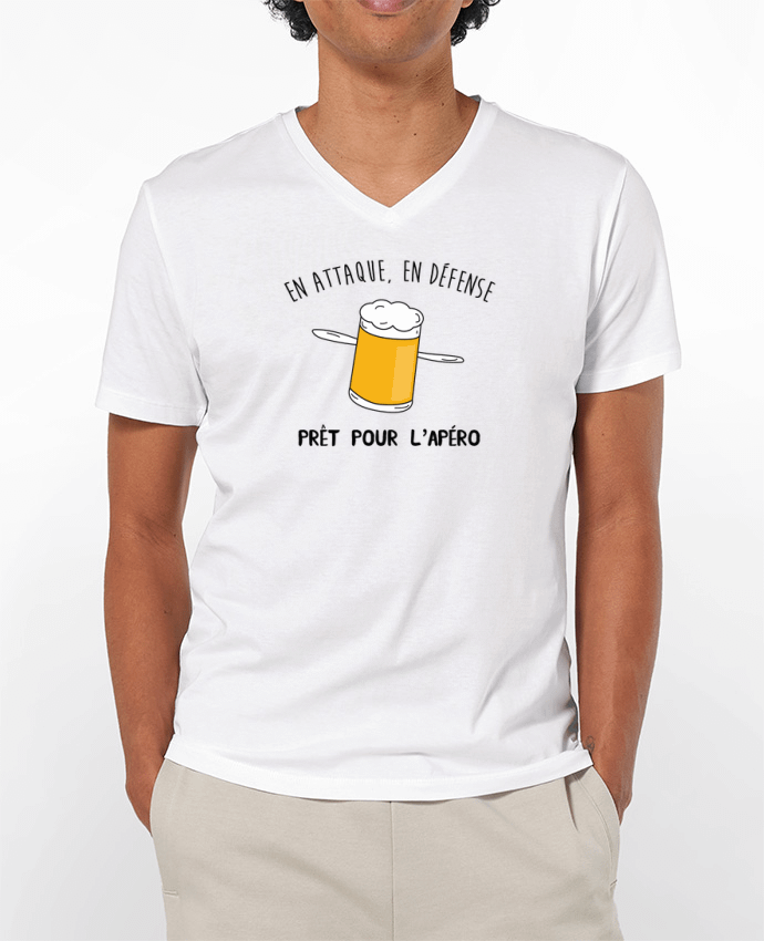 T-Shirt V-Neck Men 180g en attaque en défense, prêt pour l'apéro by tunetoo