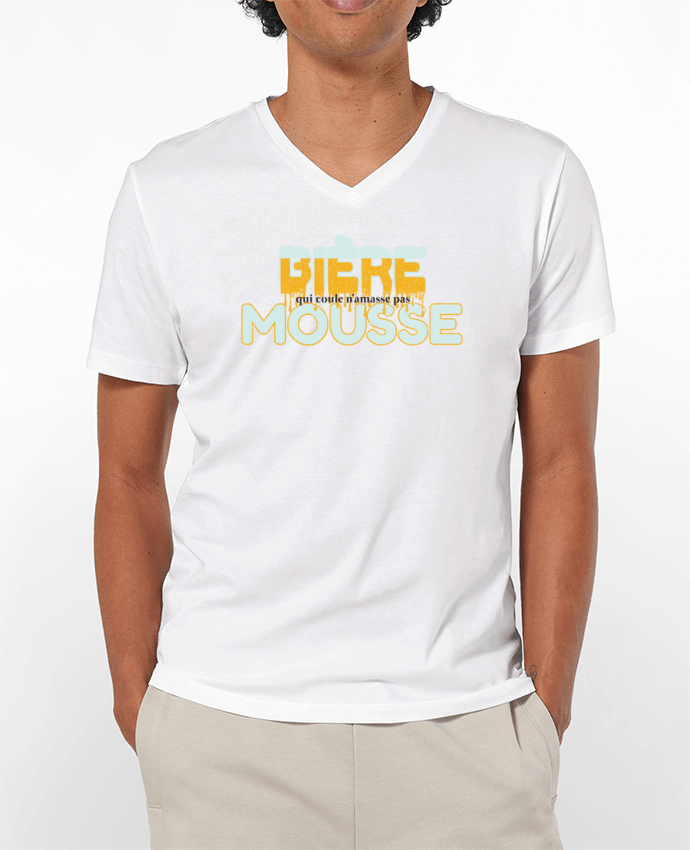 T-shirt homme Bière qui coule n'amasse pas mousse par tunetoo