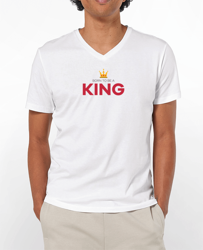 T-Shirt V-Neck Men 180g Born to be a king by tunetoo
