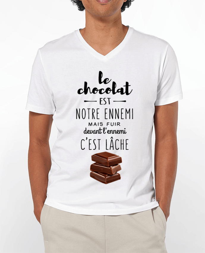Camiseta Hombre Cuello en V 180g chocolat por DesignMe