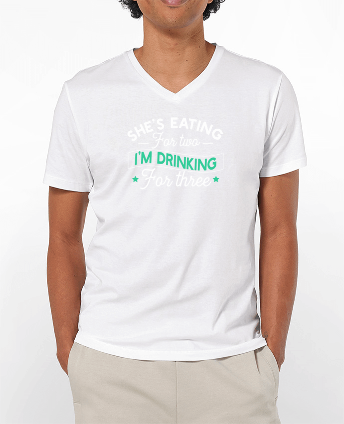 T-Shirt V-Neck Men 180g Drinking for 3 by Original t-shirt