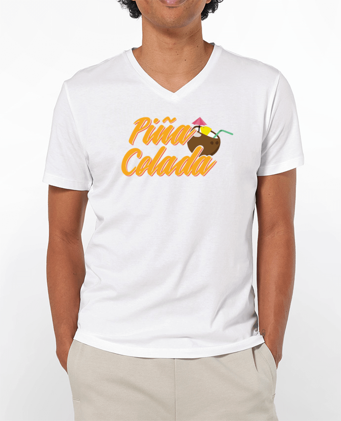 Camiseta Hombre Cuello en V 180g Pina Colada por tunetoo