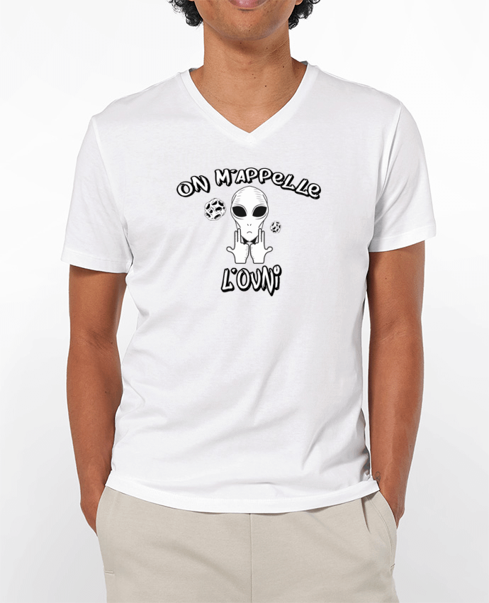 Camiseta Hombre Cuello en V 180g Ovni Jul por tunetoo