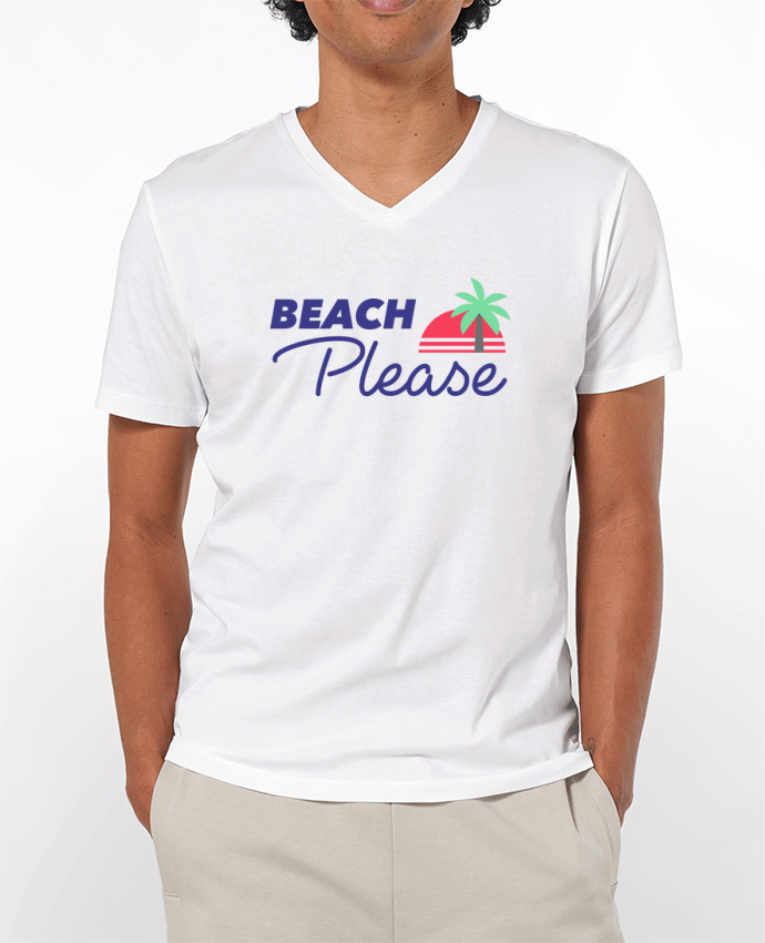 Camiseta Hombre Cuello en V 180g Beach please por Ruuud