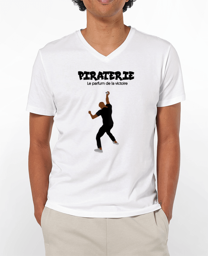 Camiseta Hombre Cuello en V 180g Booba vs Kaaris porfum por tunetoo