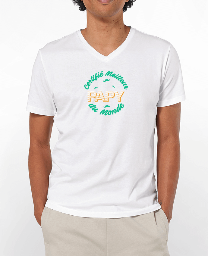 Camiseta Hombre Cuello en V 180g Certifié meilleur papy du monde por tunetoo