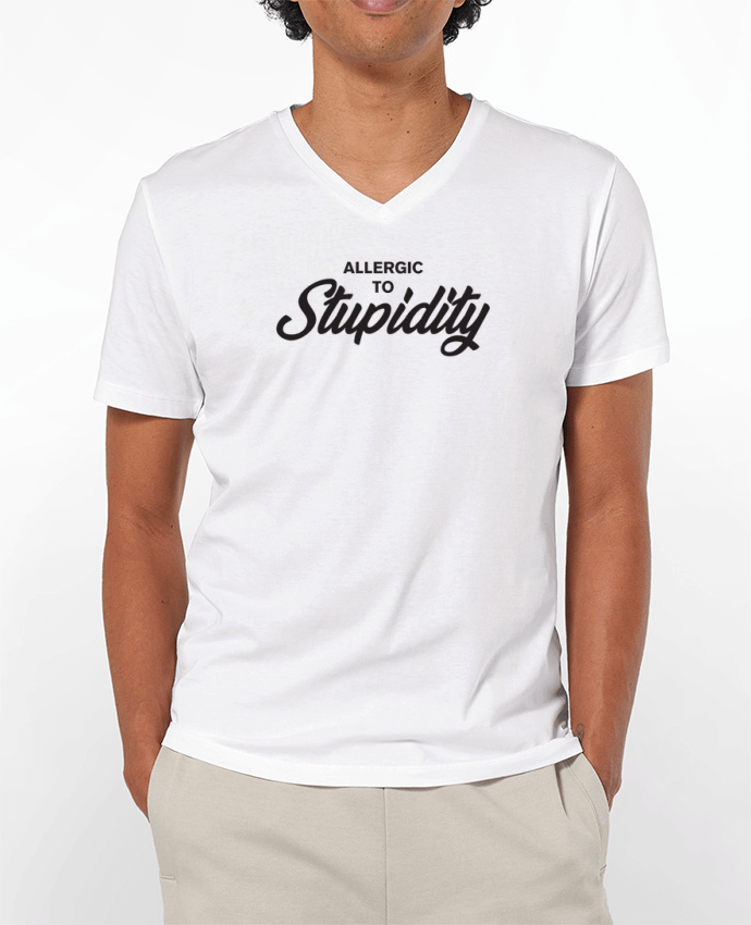 Camiseta Hombre Cuello en V 180g Allergic to stupidity por tunetoo