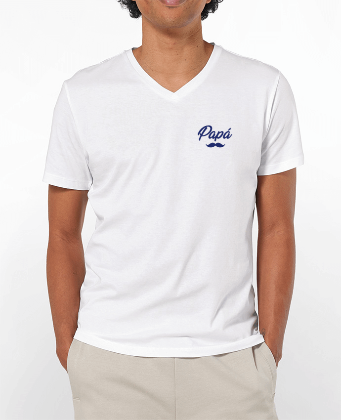 Camiseta Hombre Cuello en V 180g Papá por tunetoo